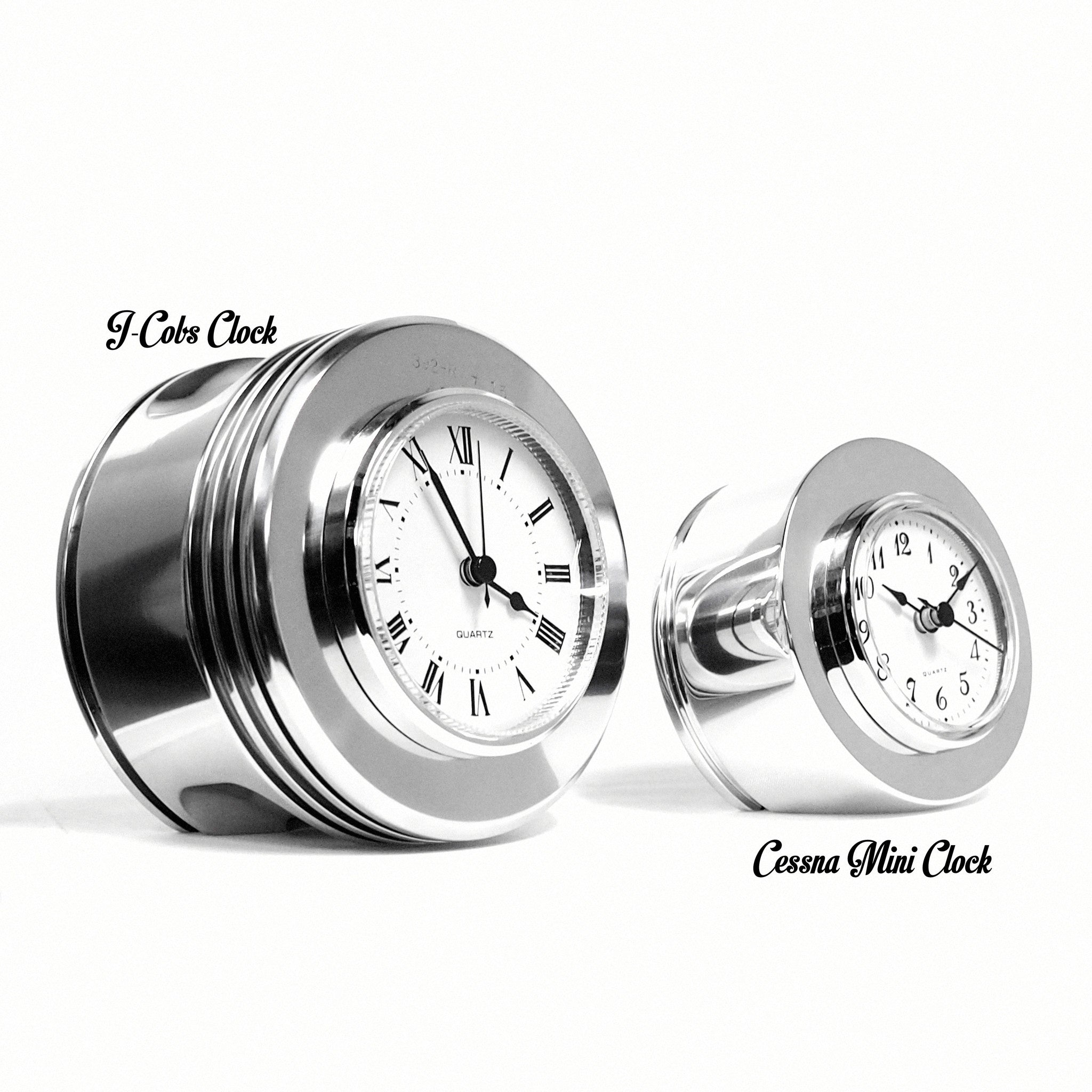 J-Cobs WWII Boeing Stearman Warbird Radial Engine Piston Mirror Polished Desk Clock